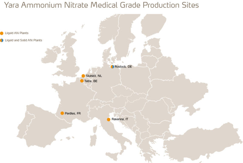 Ammonium Nitrate Medical Grade map